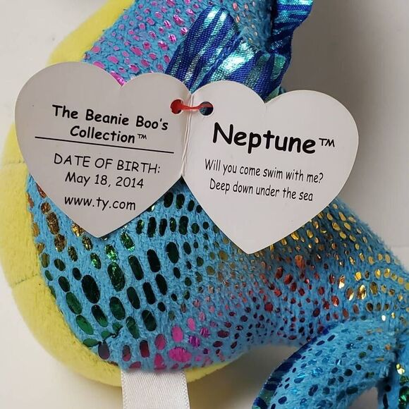 Ty Beanie Baby Boo Neptune the seahorse Stuffed Animal Toy - Picture 3 of 5